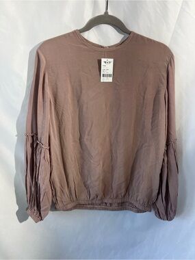 NWT Womens HARD TAIL Boho Taupe* Balloon Sleeve Top Blouse